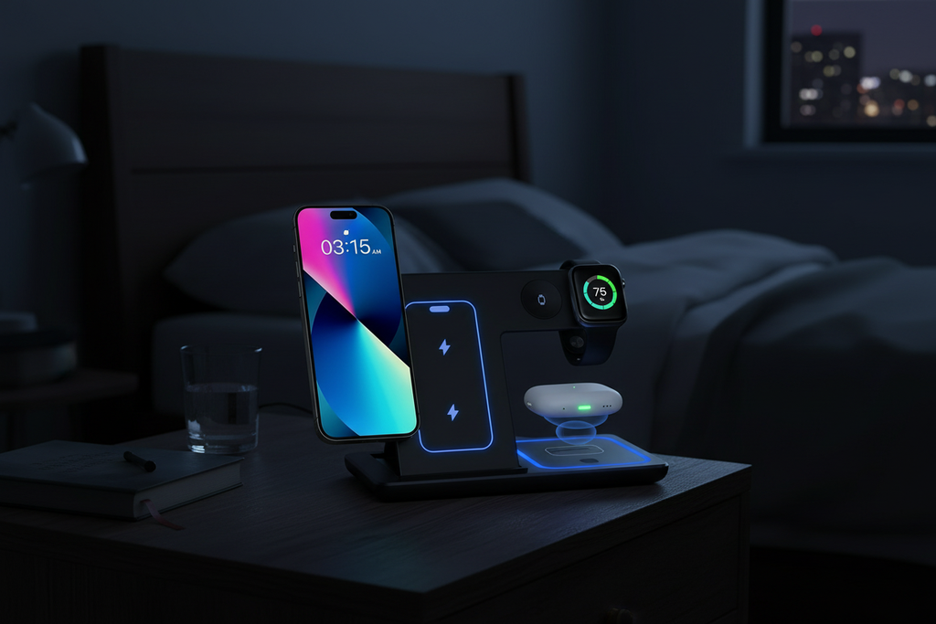 Nighttime bedroom with LED glow